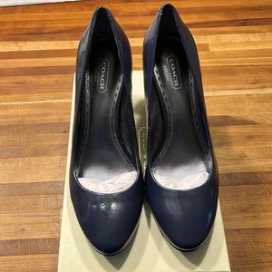 Coach Navy Patent Pump size 8